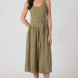 Belted Drop Waist Midi Dress (Dex)