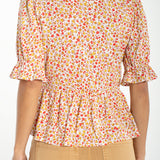 1/2 Puff Sleeve Peplum Top (Liverpool)
