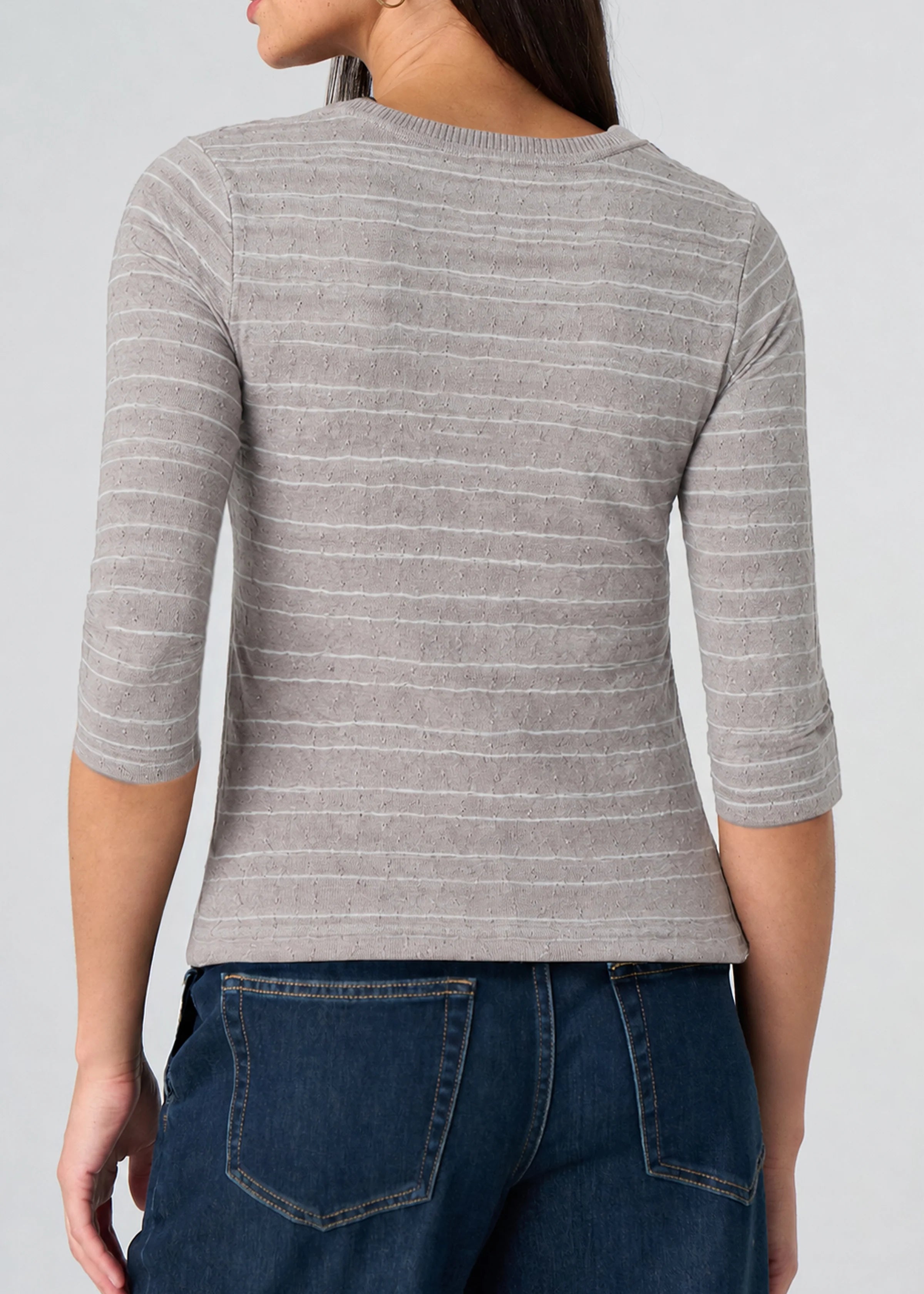 3/4 Sleeve Knit Top w/ Rib Trim (Liverpool)