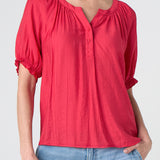 Short Sleeve Half Placket Woven Blouse (Liverpool)