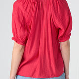 Short Sleeve Half Placket Woven Blouse (Liverpool)