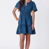 Denim Effect Tiered Mini Dress (Dex)