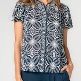 Flutter Sleeve Mix Print Button Front Woven Top (Liverpool)