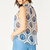 Blue Medallion Sleeveless Blouse (Dex) (Plus)