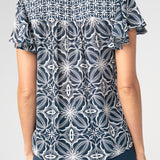 Flutter Sleeve Mix Print Button Front Woven Top (Liverpool)