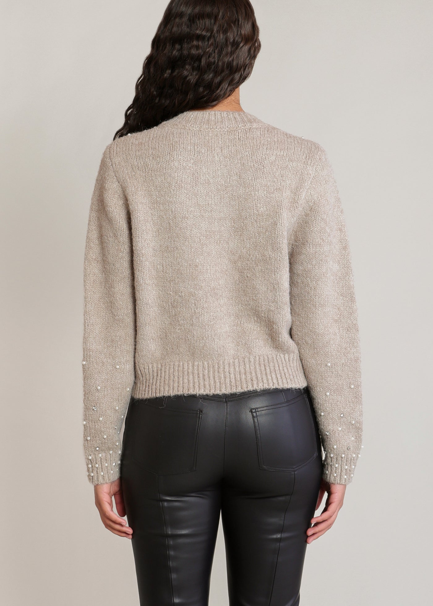 Embellished Crewneck Cardigan Sweater (Dex)