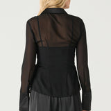 Sheer Cinched Button Down Blouse (Dex)