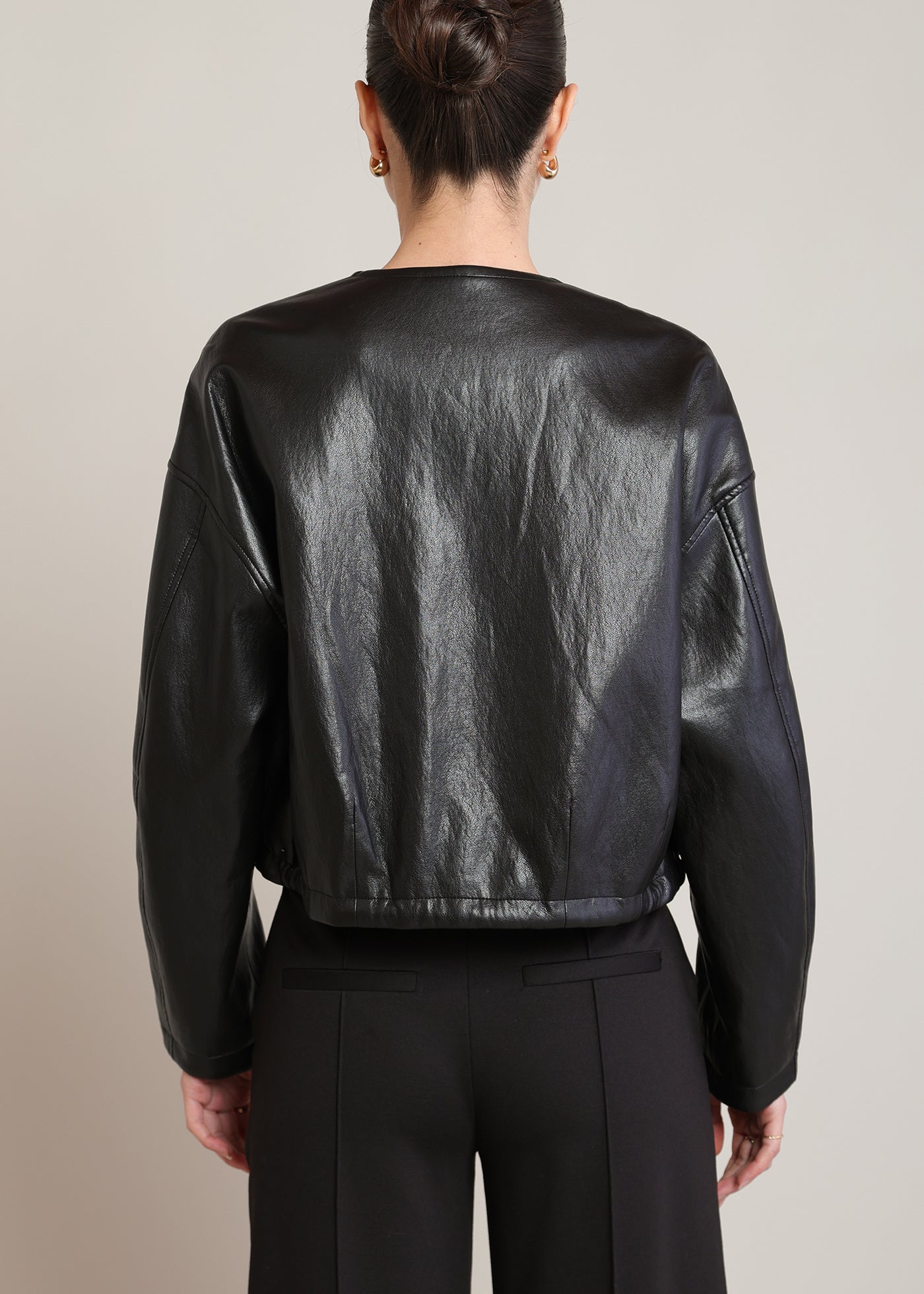 Collarless PU Jacket (Dex)