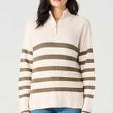 Half Zip Striped Sweater Top (Dex) (Plus)