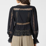 Mixed Fabric Lace Trim Top (Dex)
