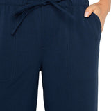 Pull-on Tie Waist Wide Leg Ankle Pant (Liverpool)