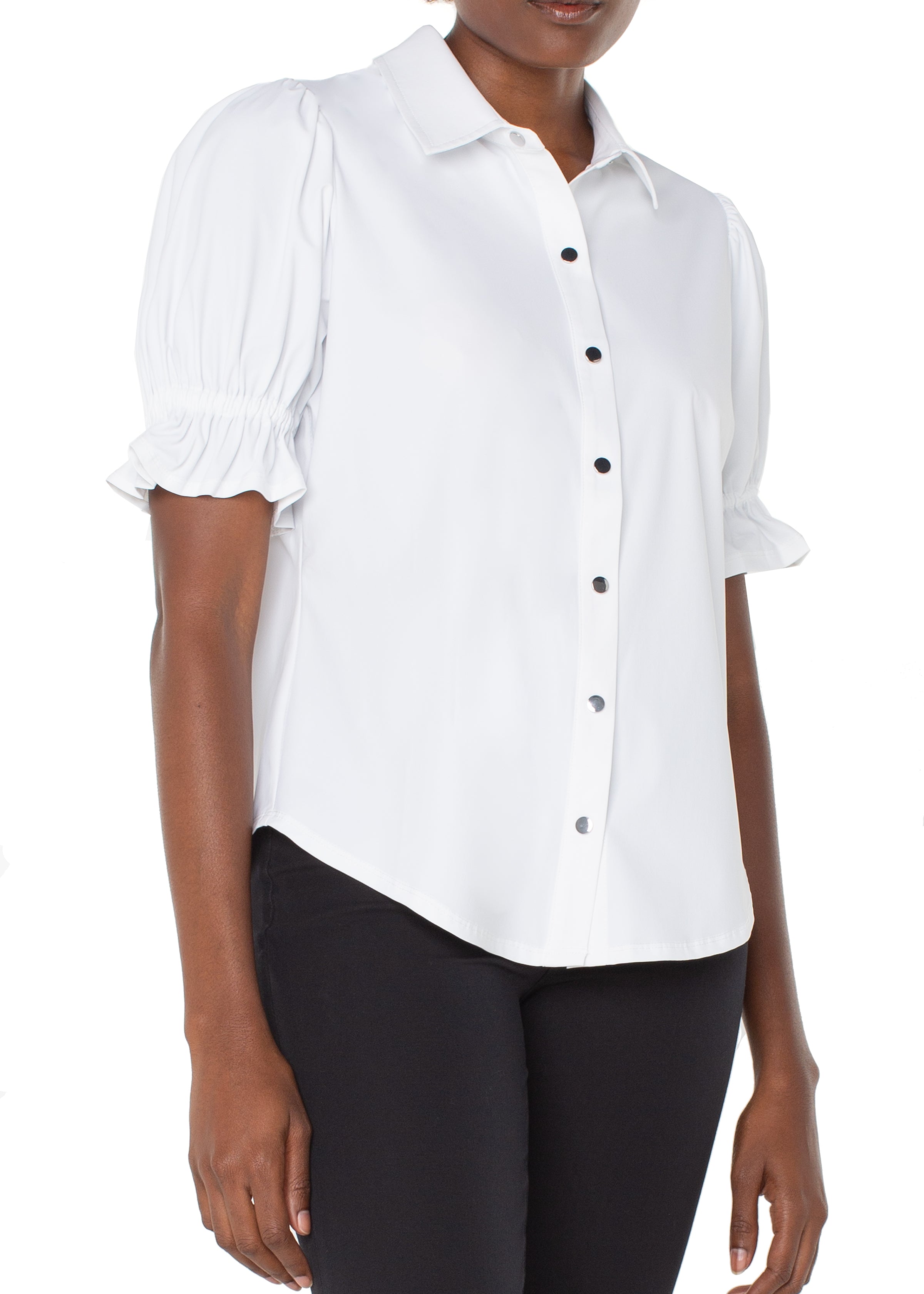 Elbow Puff Sleeve Snap Front Shirt (Liverpool)