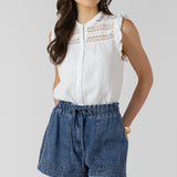 Lace Insert Button Front Blouse (Dex)
