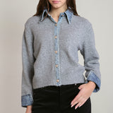 Denim Trim Sweater Shirt (Dex)