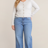 Bow Button Cropped Cardigan (Plus) (Dex)