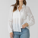 Lace Insert Button Front Blouse