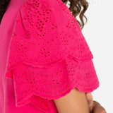 Short Sleeve Knit Top w/Embroidered Sleeve (Liverpool)