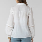 Lace Insert Button Front Blouse