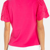 Short Sleeve Knit Top w/Embroidered Sleeve (Liverpool)