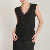 Lace Neckline Shimmer Sweater Top (Dex)