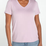 Short Sleeve V Neck Knit Tee (Liverpool)