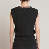 Lace Neckline Shimmer Sweater Top (Dex)