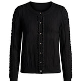 Button Front Cardigan Sweater w/Ruffles (Liverpool)