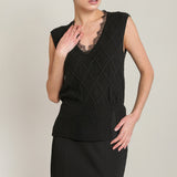 Lace Neckline Shimmer Sweater Top (Dex)