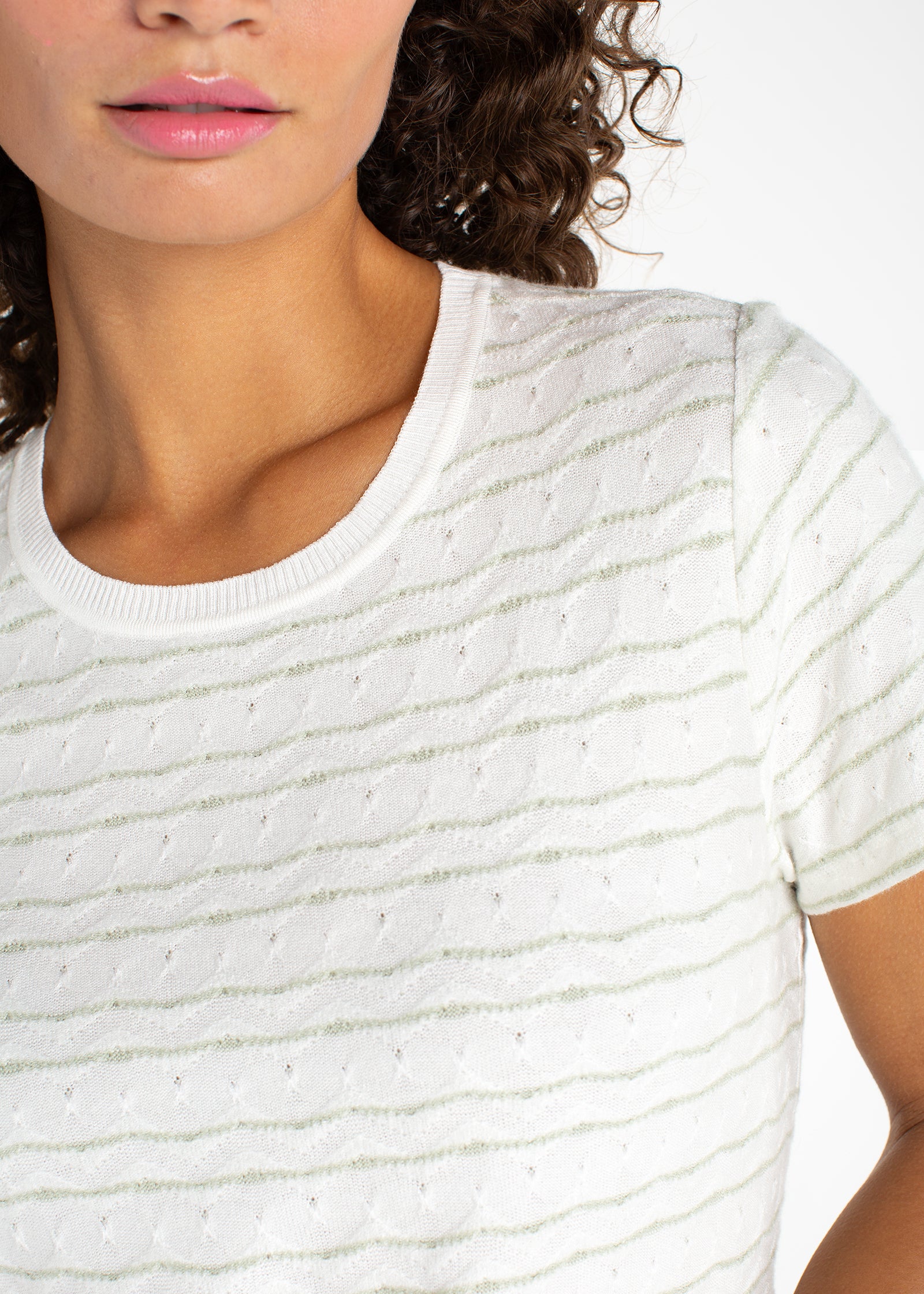Short Sleeve Crew Neck Knit Tee w/ Rib Trim (Liverpool)