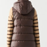 Hooded Faux Leather Puffer Vest (Dex)