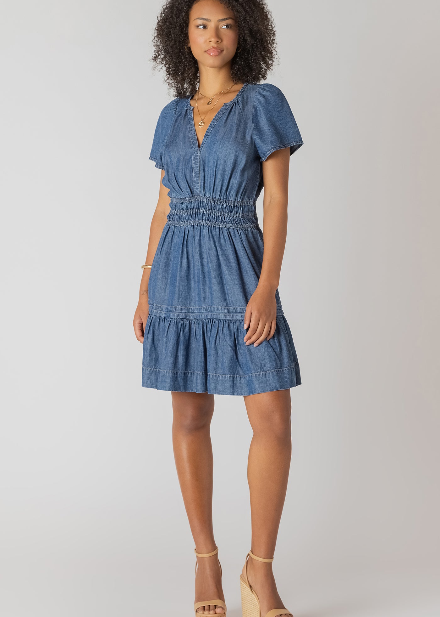 Smocked Waist Tiered Mini Dress (Dex) 9th Street Clothing Co Smocked Waist Tiered Mini Dress (Dex) 9th Street Clothing Co