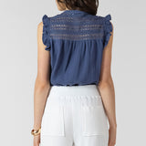 Lace Insert Button Front Blouse (Dex)