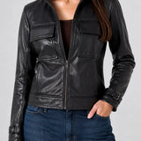 Zip Front Moto Jacket w/Buckle (Liverpool)