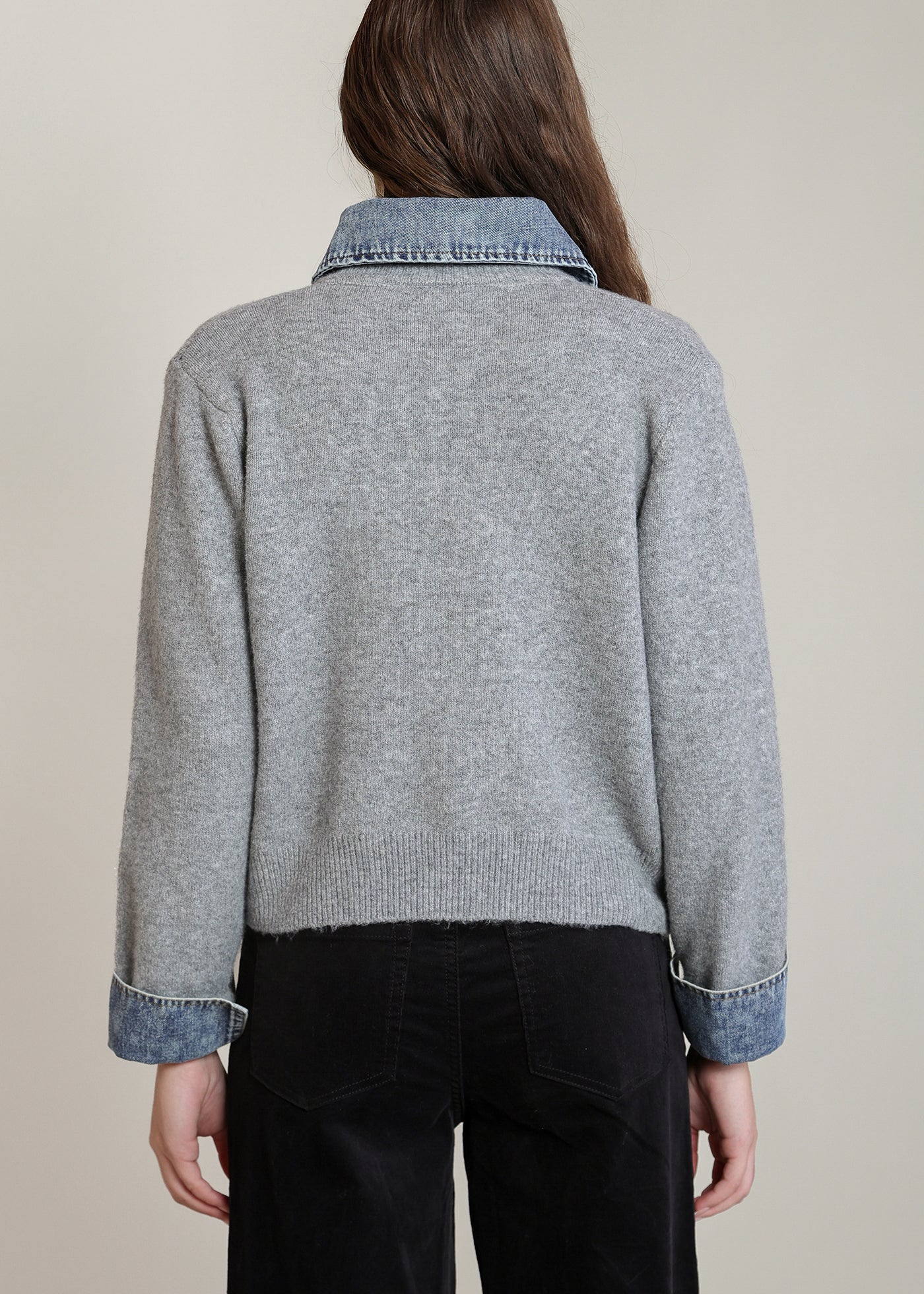Denim Trim Sweater Shirt (Dex)