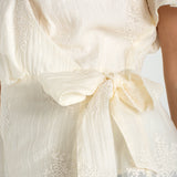 Short Sleeve Wrap Front Woven Top w/Tie (Liverpool)