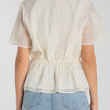 Short Sleeve Wrap Front Woven Top w/Tie (Liverpool)