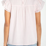 Double Flutter Sleeve Woven Blouse w/ Embroidery (Liverpool)