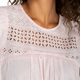 Double Flutter Sleeve Woven Blouse w/ Embroidery (Liverpool)