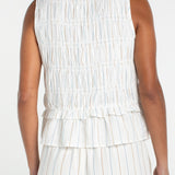 Smocked Tie Front Woven Tank (Liverpool)