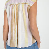 Dolman Button Front Woven Blouse w/Shirring (Liverpool)