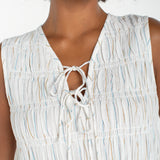 Smocked Tie Front Woven Tank (Liverpool)