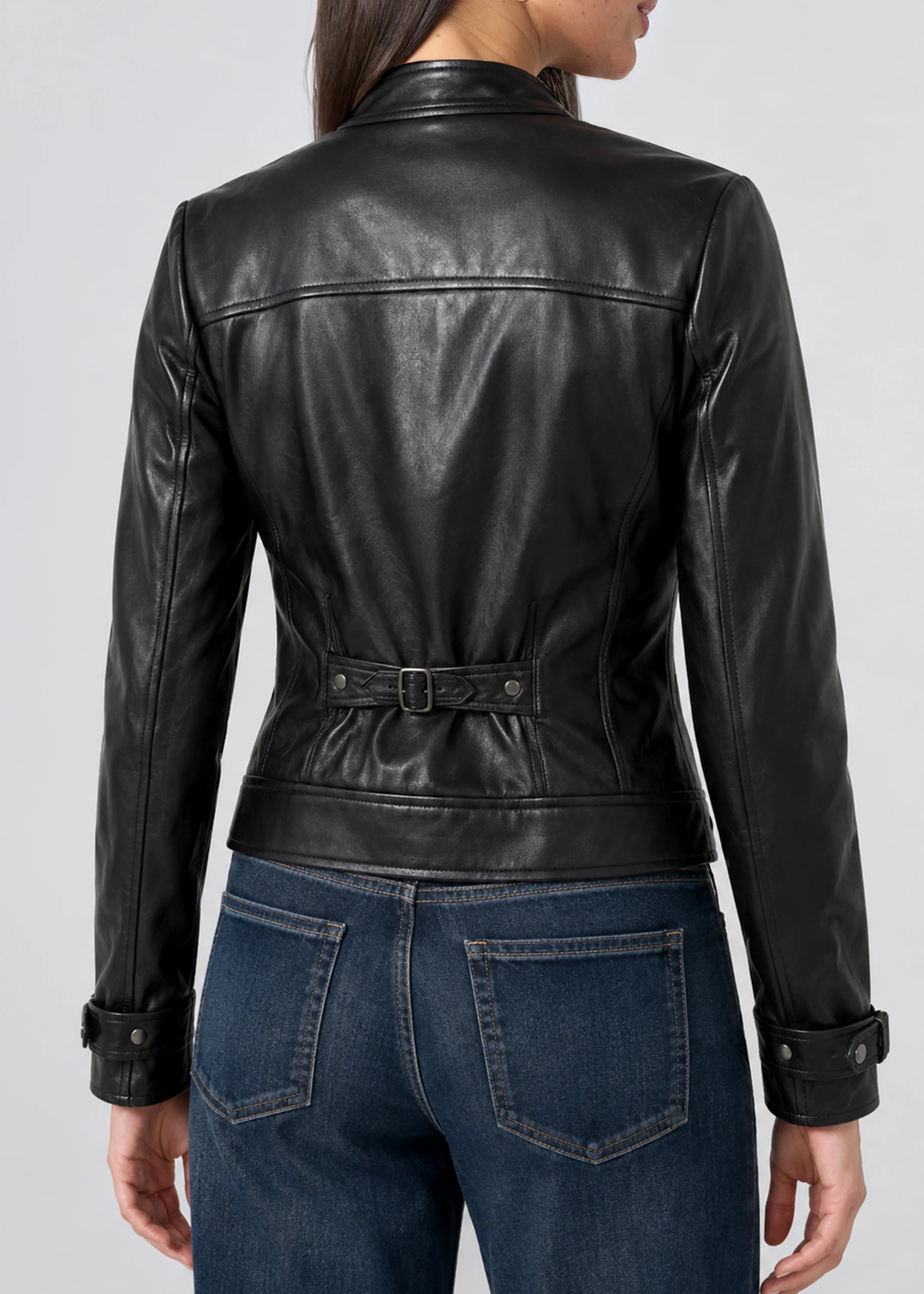 Zip Front Moto Jacket w/Buckle (Liverpool)