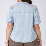 Panelled Button Front Blouse (Plus) (Dex)