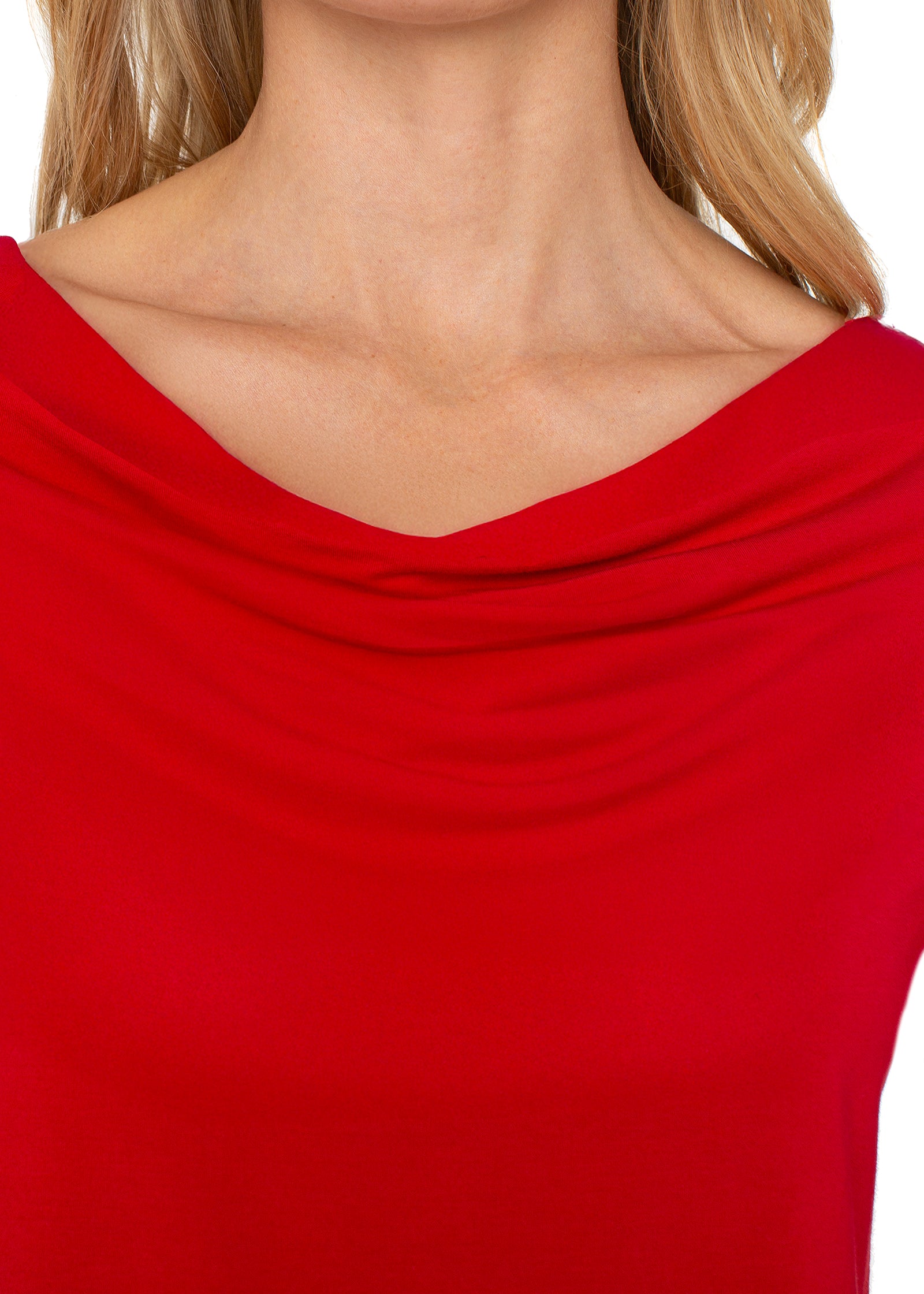 Draped Neck 3/4 Sleeve Knit Top (Liverpool)