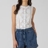 Lace Cutout Button Front Tank (Dex)