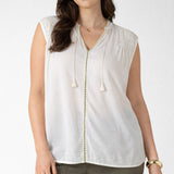 Beaded Contrast Trim Blouse (Plus) (Dex)