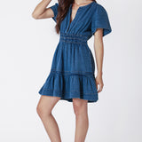 Denim Effect Tiered Mini Dress (Dex)