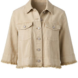3/4 Sleeve Frayed Hem Flounce Jacket (Liverpool)