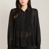Studs Button Down Blouse