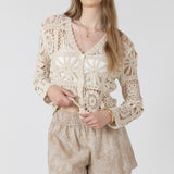 Embroidered Square Pattern Cardigan (Dex)